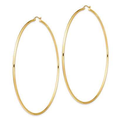 14K Gelbgold Poliert 2x90mm Rund Röhre Creolen