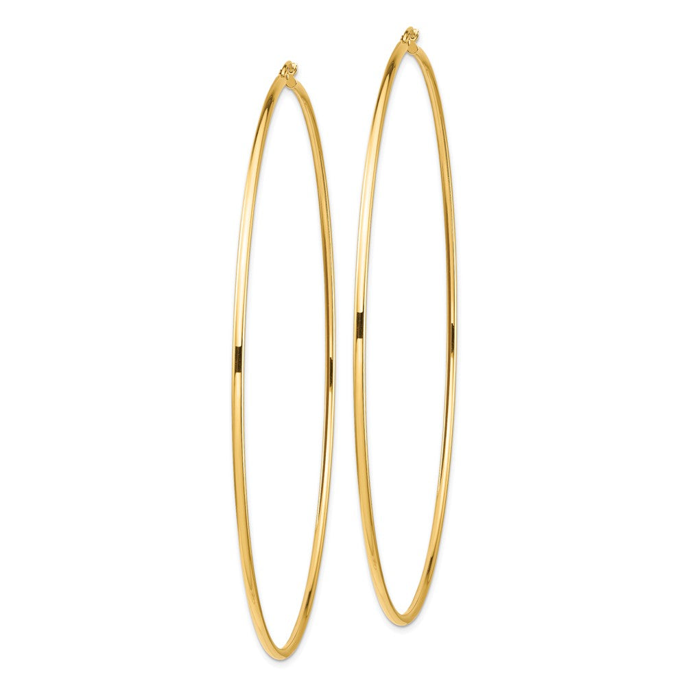 14K Gelbgold Poliert 2x100mm Rund Röhre Creolen