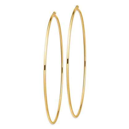 14K Gelbgold Poliert 2x100mm Rund Röhre Creolen