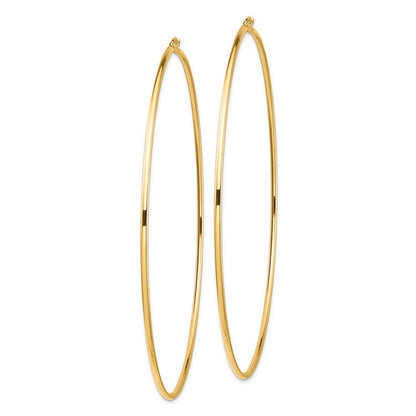 14K Gelbgold Poliert 2x100mm Leicht Rund Röhre Creolen