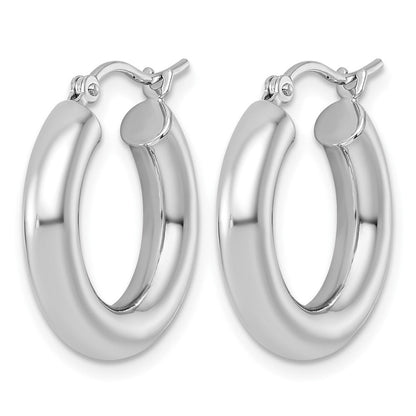 14K Weißgold Poliert 4mm Röhre Creolen