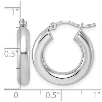 14K Weißgold Poliert 4mm Röhre Creolen