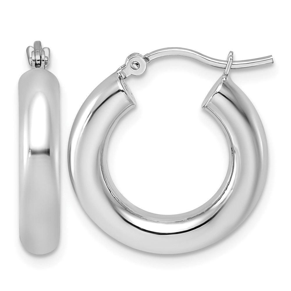 14K Weißgold Poliert 4mm Röhre Creolen