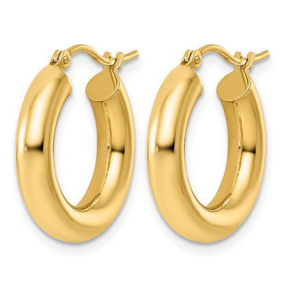 14K Gelbgold Poliert 4mm X 20mm Leicht Röhre Ohrringe