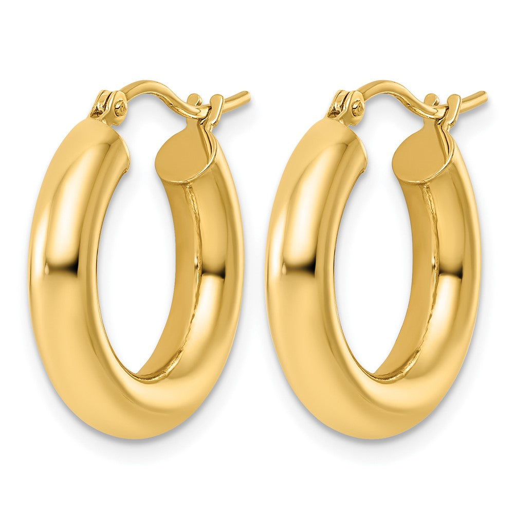 14K Gelbgold Poliert 4mm Röhre Creolen