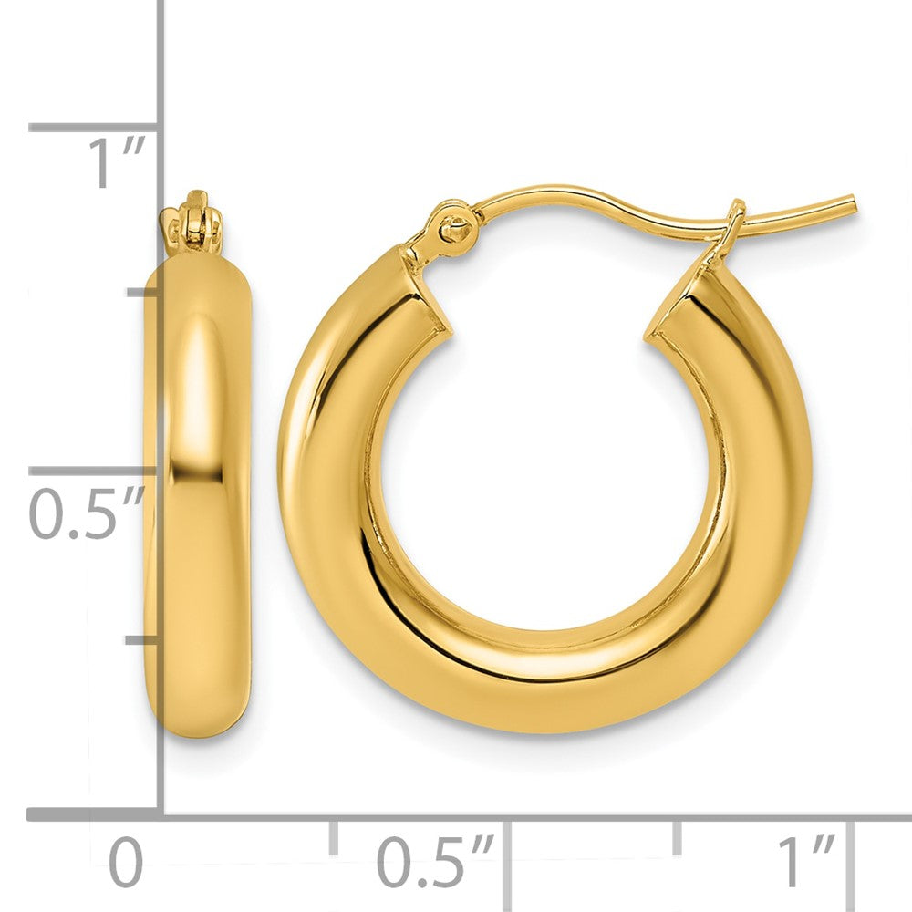 14K Gelbgold Poliert 4mm Röhre Creolen