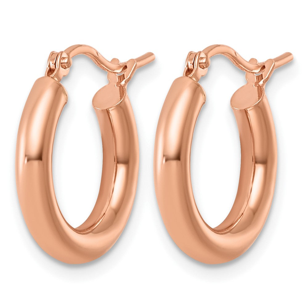 14K Roségold Poliert 3mm X 17mm Leicht Röhre Creolen