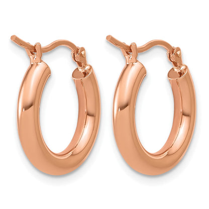 14K Roségold Poliert 3mm X 17mm Leicht Röhre Creolen