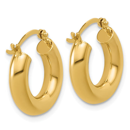 14K Gelbgold Poliert 4mm X 17mm Leicht Röhre Ohrringe
