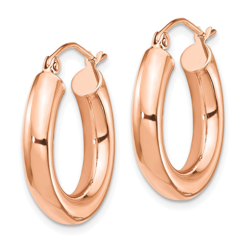 14K Roségold Poliert 4mm X 20mm Röhre Creolen