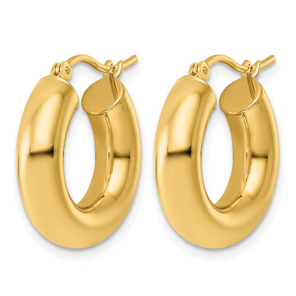 10K Gelbgold Poliert 5mm X 20mm Röhre Creolen