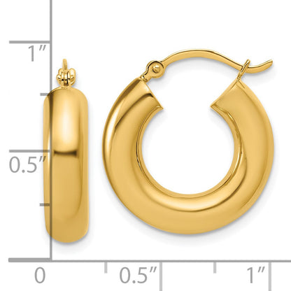 10K Gelbgold Poliert 5mm X 20mm Röhre Creolen