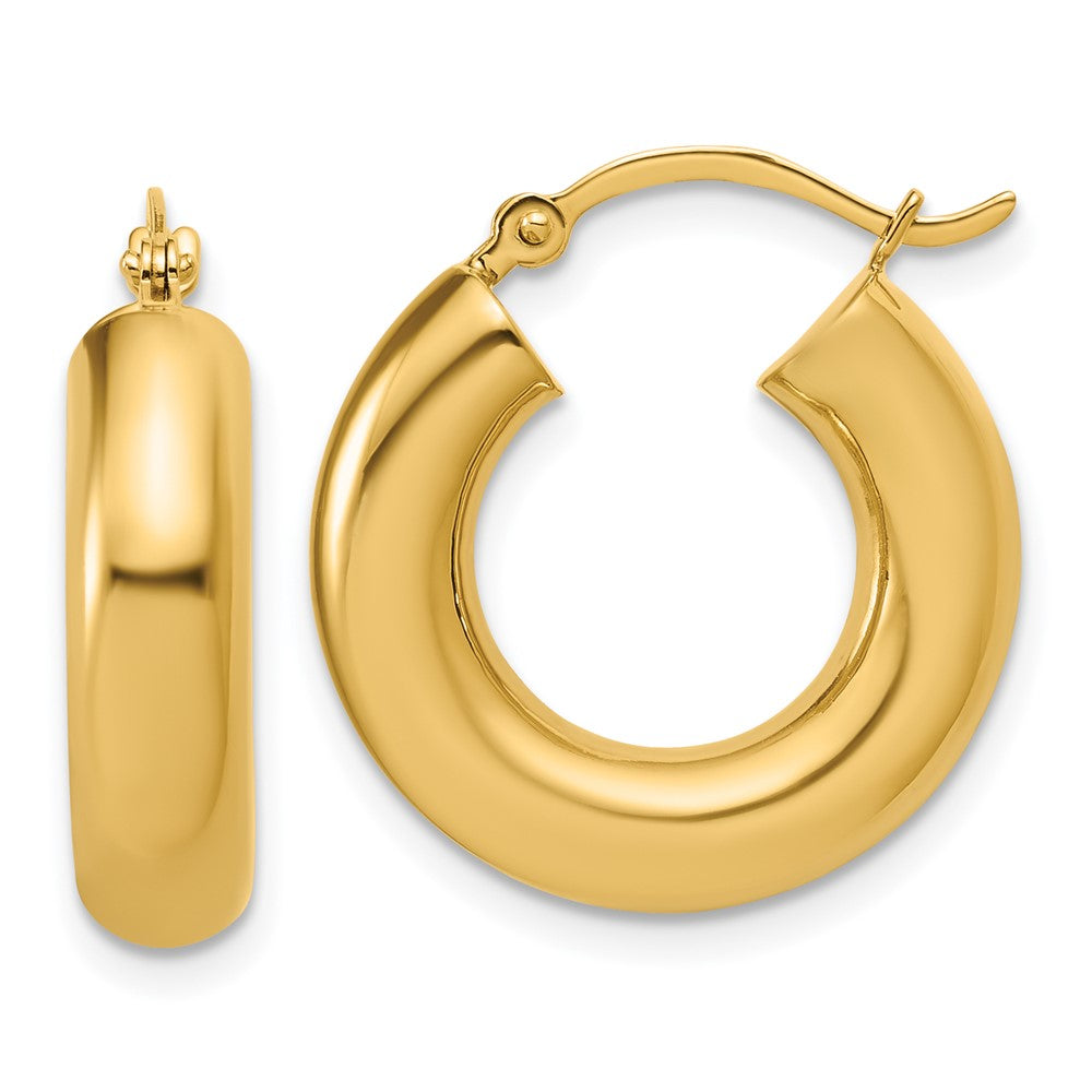 10K Gelbgold Poliert 5mm X 20mm Röhre Creolen