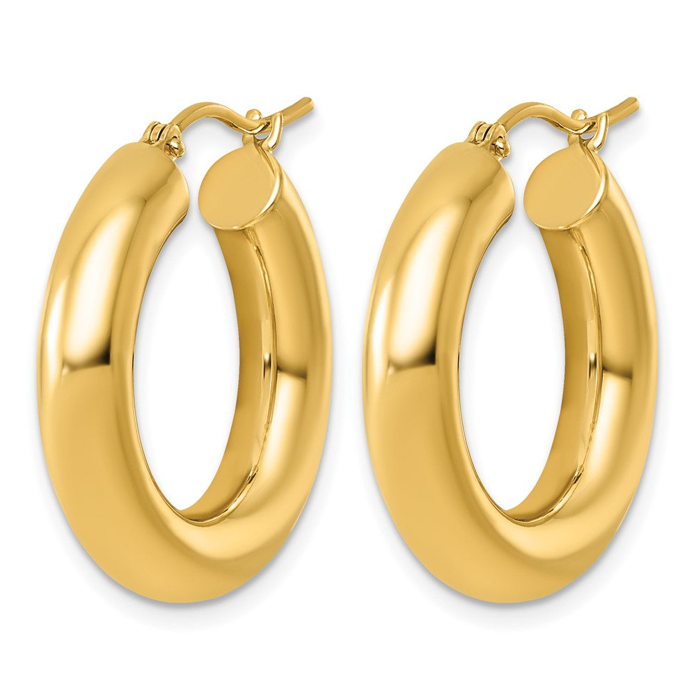 10K Gelbgold Poliert 5mm X 25mm Röhre Creolen