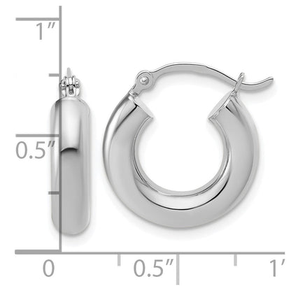 10K Weißgold Poliert 4mm X 17mm Röhre Creolen