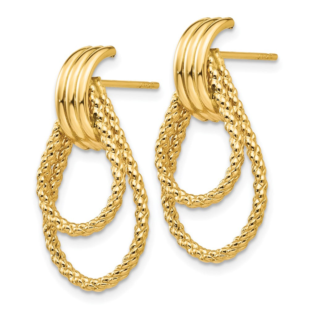 14K Gelbgold Poliert und Strukturiert Fantasie Ohrstecker