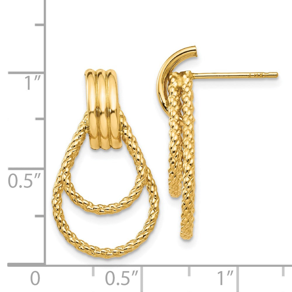 14K Gelbgold Poliert und Strukturiert Fantasie Ohrstecker