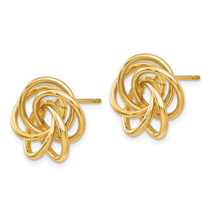 14K Gelbgold Poliert Liebe Knoten Ohrstecker