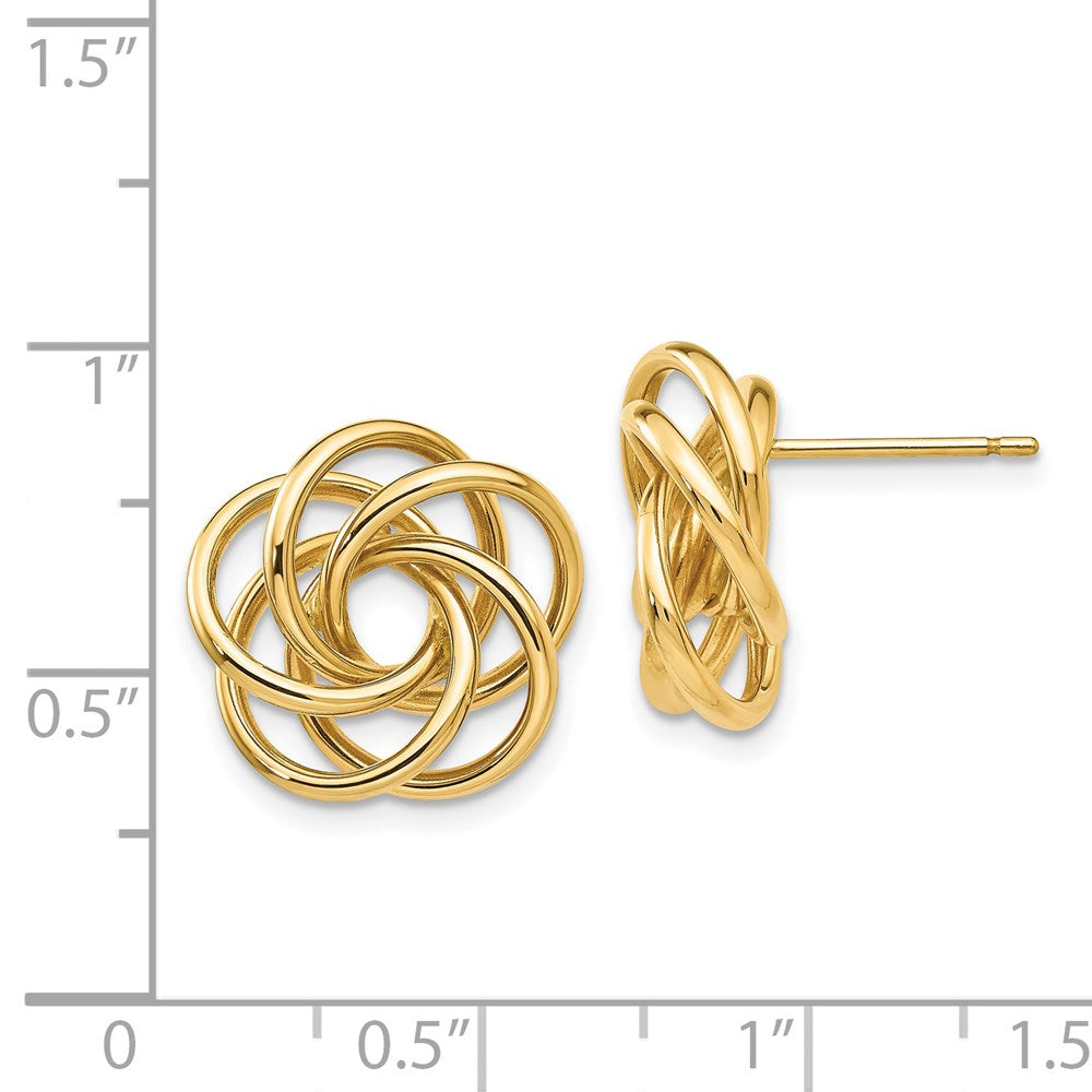 14K Gelbgold Poliert Liebe Knoten Ohrstecker