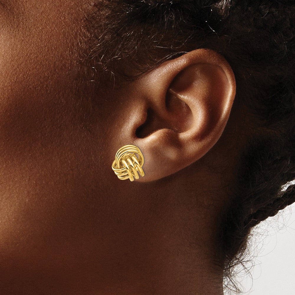 14K Gelbgold Poliert Dreifach Knoten Ohrstecker
