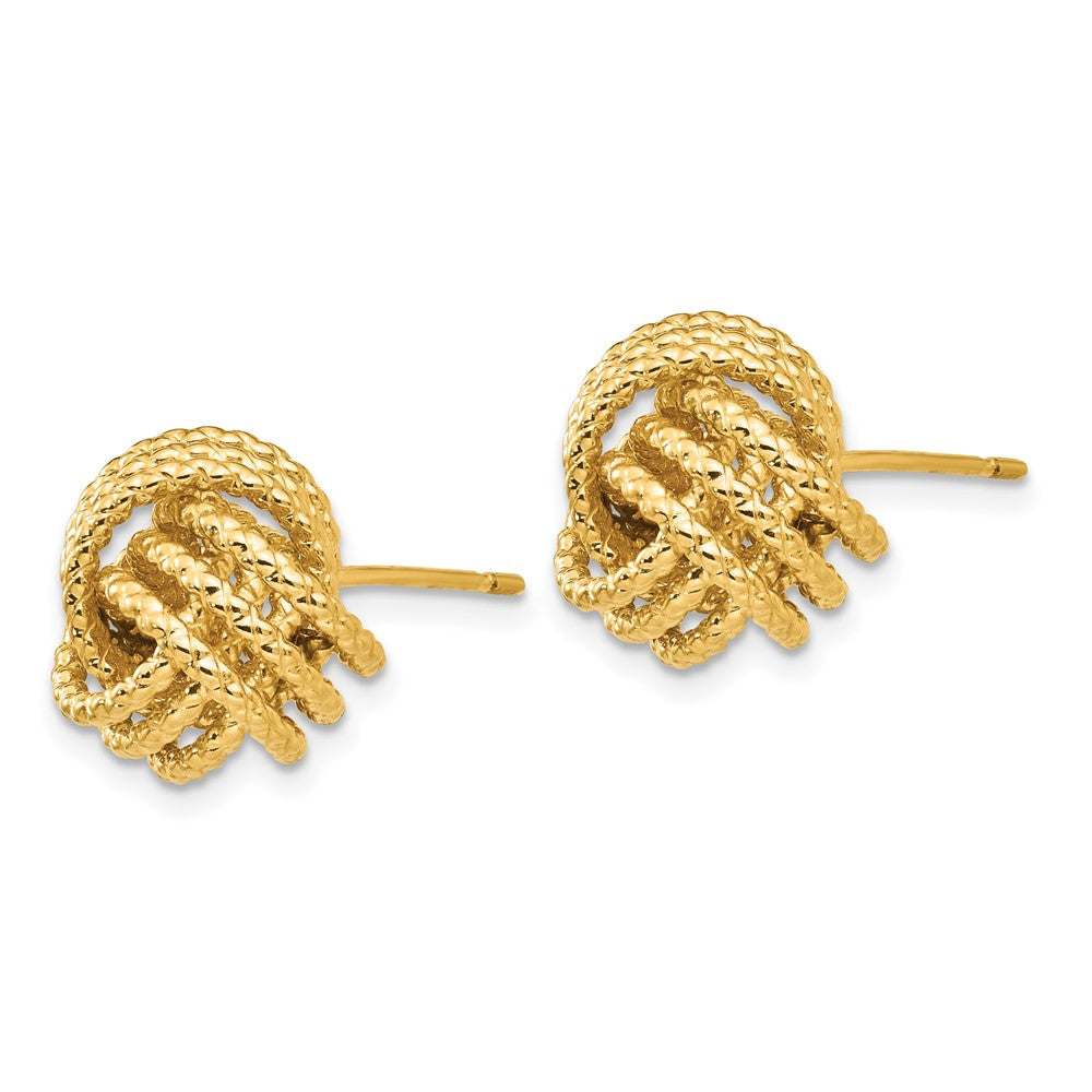 14K Gelbgold Poliert & Gedreht Liebe Knoten Ohrstecker