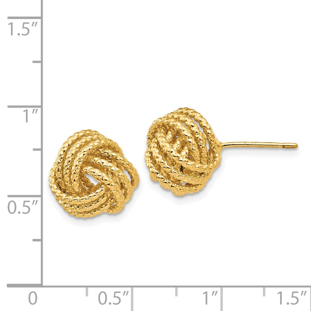 14K Gelbgold Poliert & Gedreht Liebe Knoten Ohrstecker
