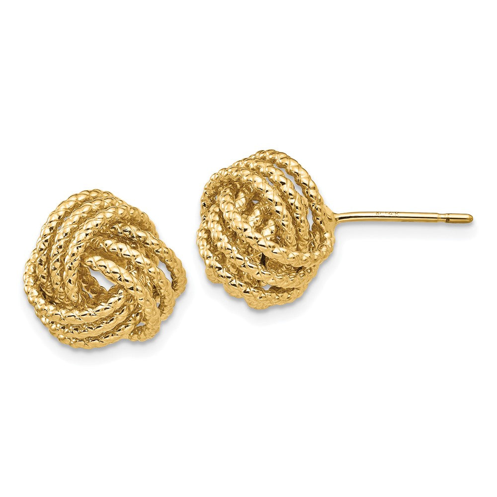 14K Gelbgold Poliert & Gedreht Liebe Knoten Ohrstecker