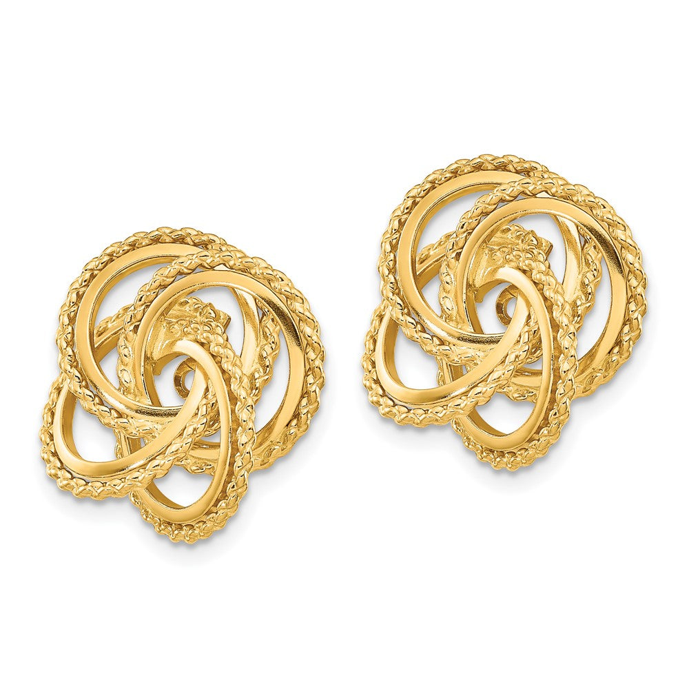 14K Gelbgold Poliert & Gedreht Fantasie Ohrring Jacken