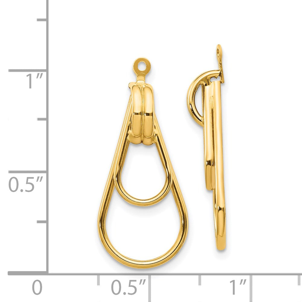 14K Gelbgold Poliert Doppelt Tropfen Ohrring Jacken