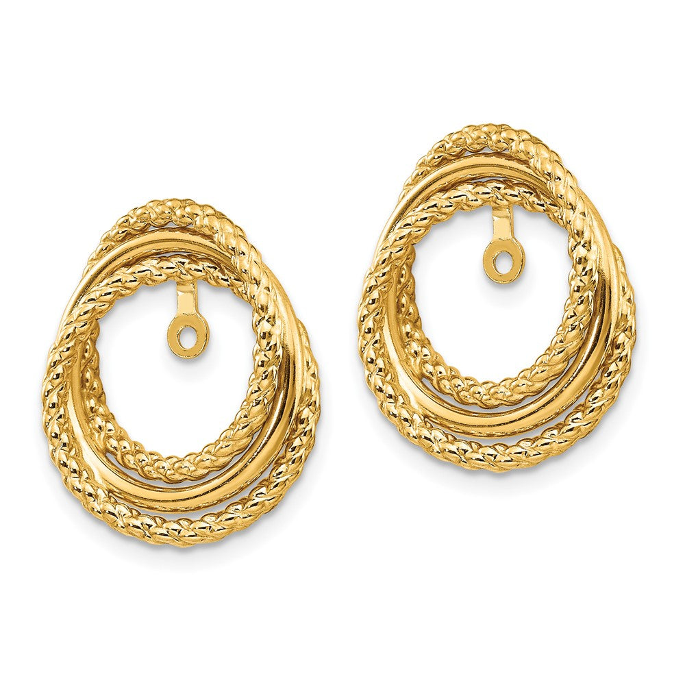 14K Gelbgold Poliert & Gedreht Fantasie Ohrring Jacken