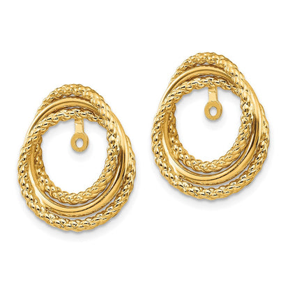 14K Gelbgold Poliert & Gedreht Fantasie Ohrring Jacken