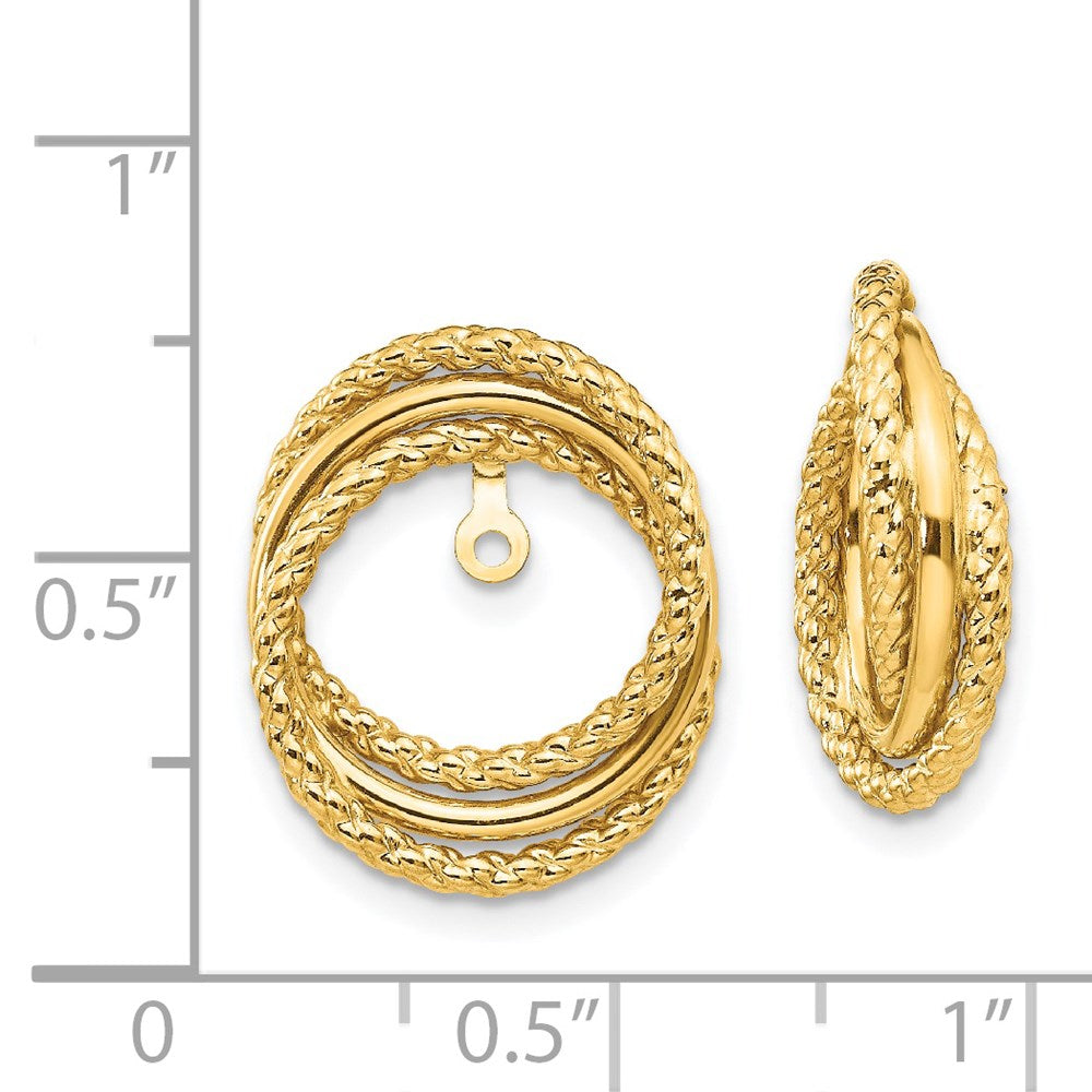14K Gelbgold Poliert & Gedreht Fantasie Ohrring Jacken
