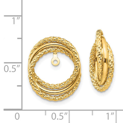 14K Gelbgold Poliert & Gedreht Fantasie Ohrring Jacken