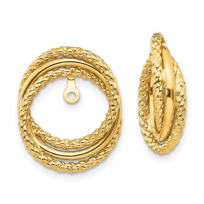 14K Gelbgold Poliert & Gedreht Fantasie Ohrring Jacken