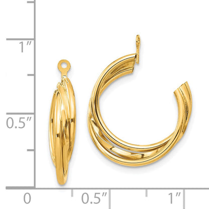 14K Gelbgold Poliert Creole Ohrring Jacken
