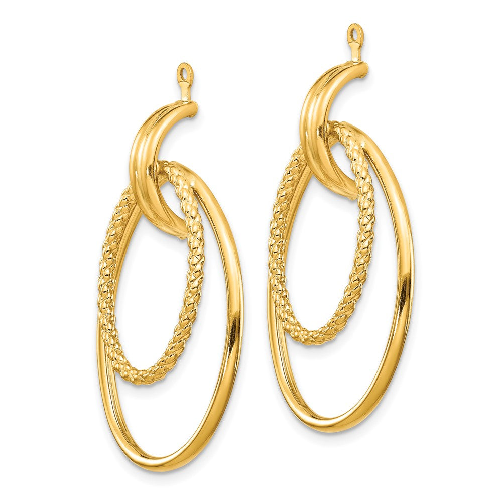 14K Gelbgold Poliert Doppelt Oval Ohrring Jacken