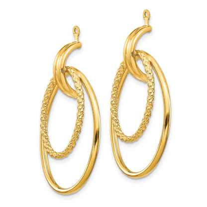 14K Gelbgold Poliert Doppelt Oval Ohrring Jacken