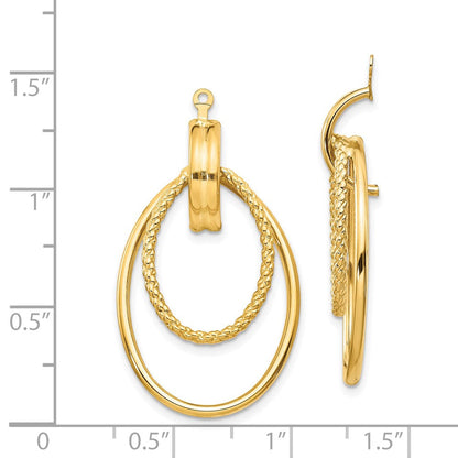 14K Gelbgold Poliert Doppelt Oval Ohrring Jacken