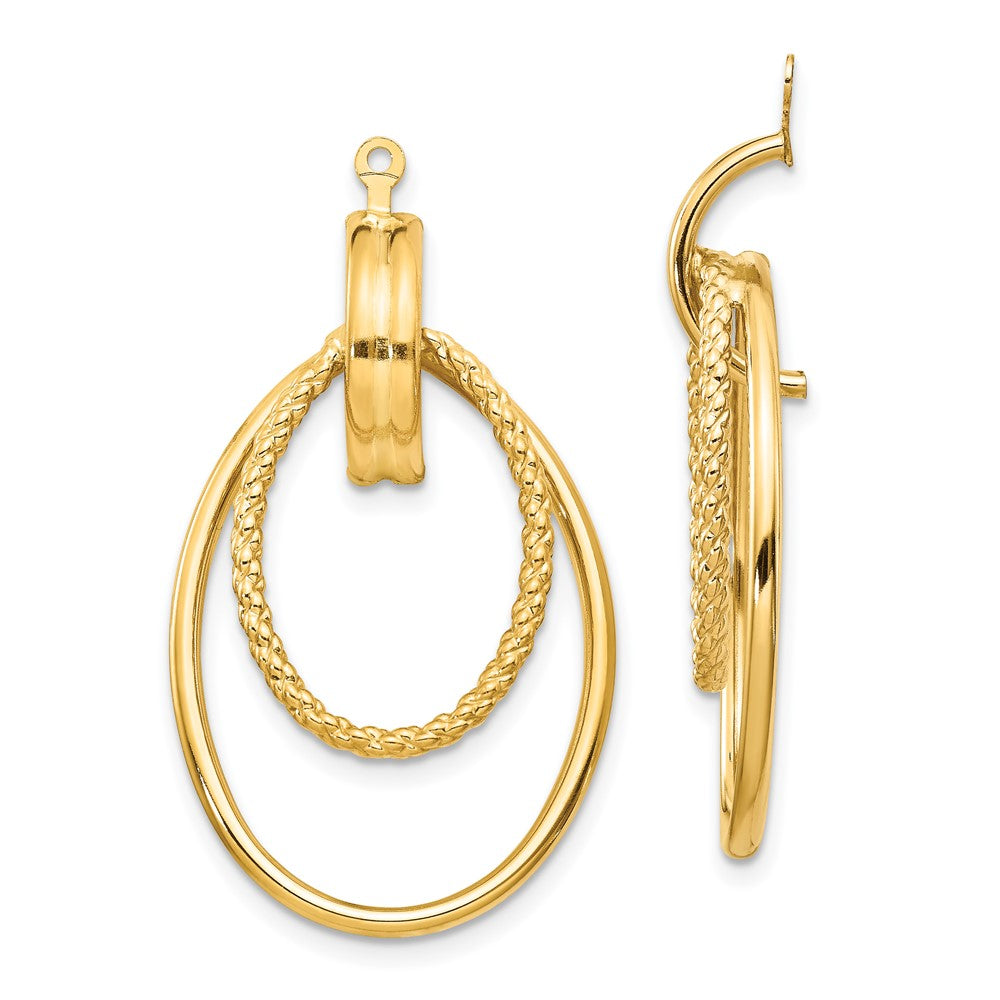 14K Gelbgold Poliert Doppelt Oval Ohrring Jacken