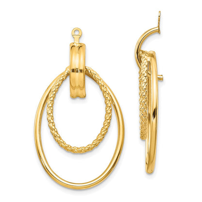 14K Gelbgold Poliert Doppelt Oval Ohrring Jacken
