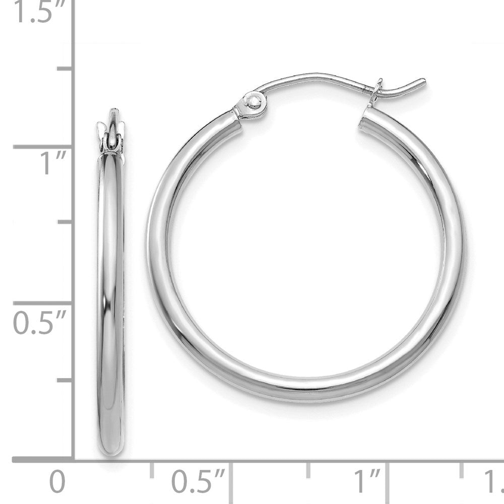 14K Weißgold Poliert 2x25mm Röhre Creolen
