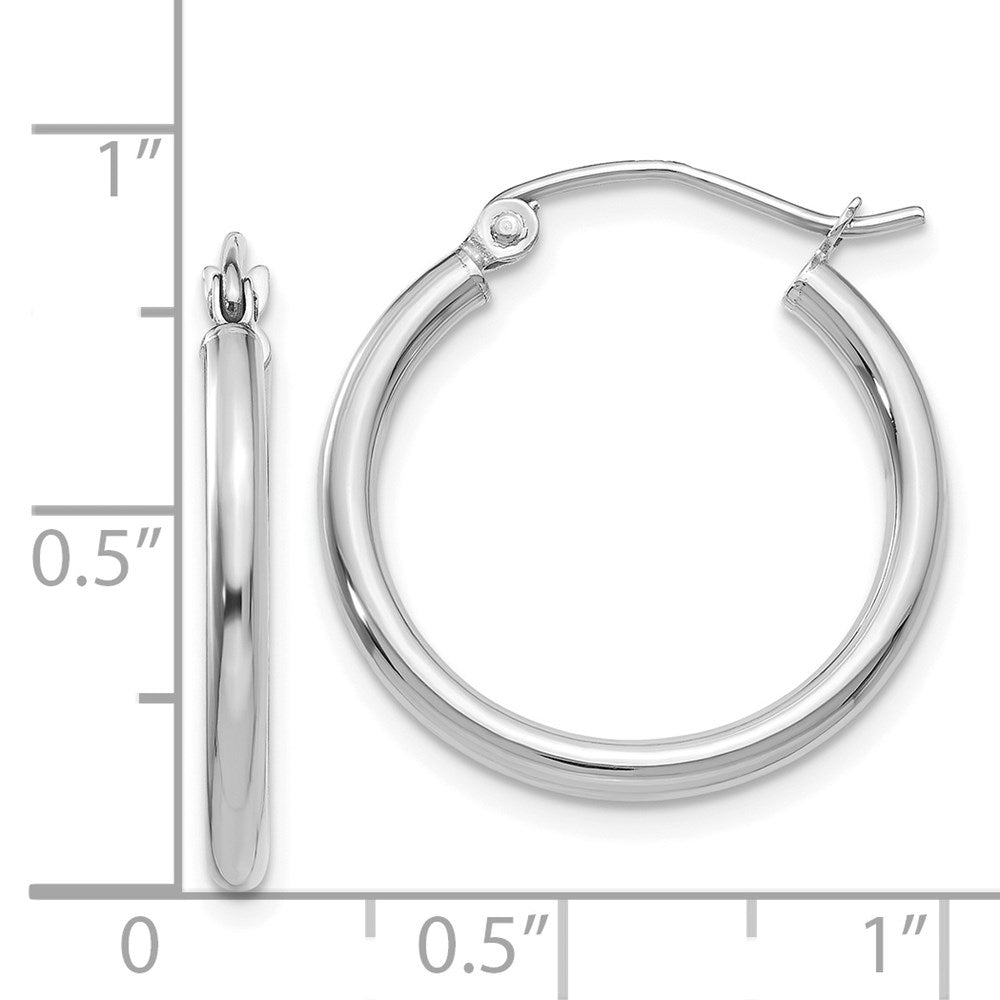 14K Weißgold Poliert 2x20mm Röhre Creolen