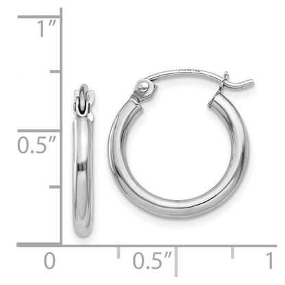 14K Weißgold Poliert 2x15mm Röhre Creolen