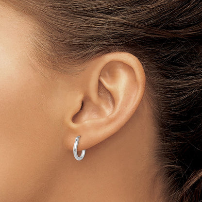 14K Weißgold Poliert 2x12mm Röhre Creolen