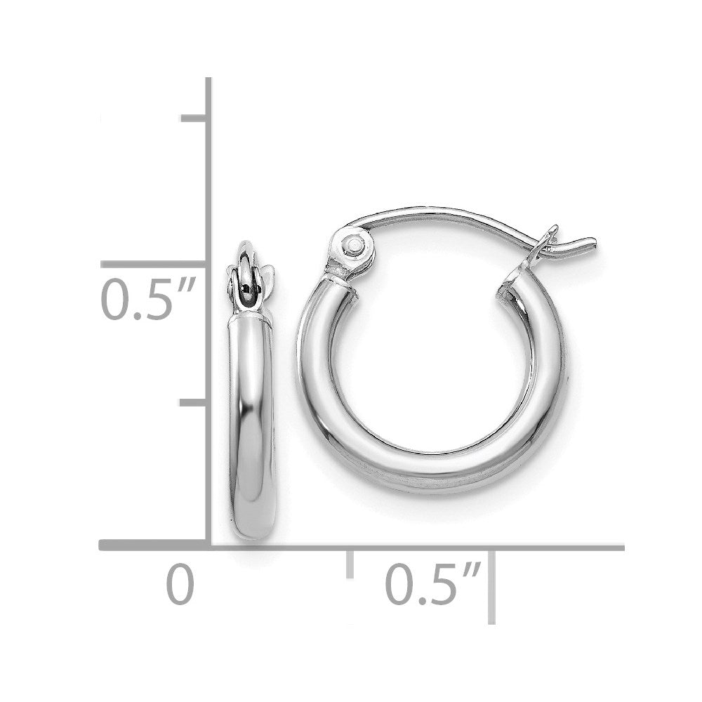14K Weißgold Poliert 2x12mm Röhre Creolen