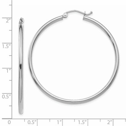 14K Weißgold Poliert 2x45mm Röhre Creolen