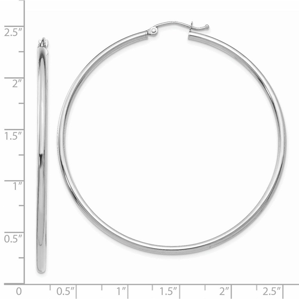 14K Weißgold Poliert 2x55mm Röhre Creolen