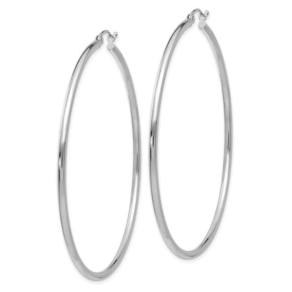 14K Weißgold Poliert 2x60mm Röhre Creolen