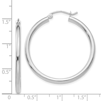 14K Weißgold Poliert 2.5mm Röhre Creolen