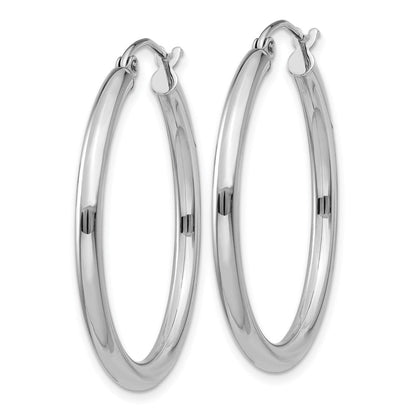 14K Weißgold Poliert 2.5mm Röhre Creolen
